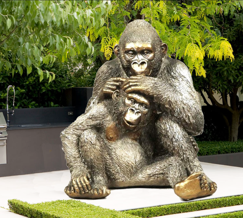 bronze gorilla statues life size sitting on floor
