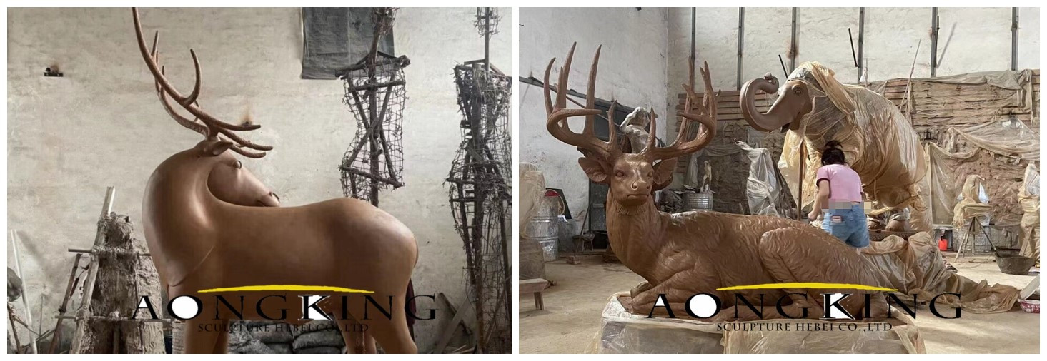 clay sculptures of deer