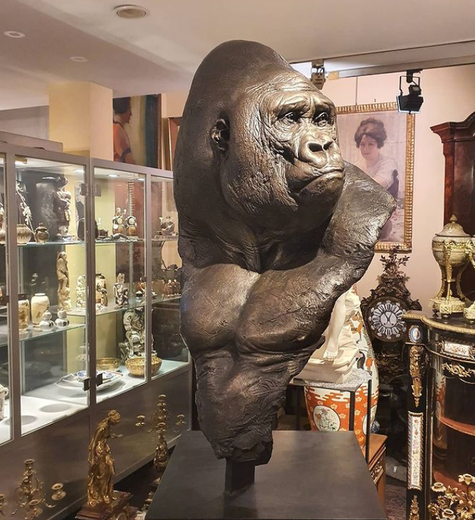 Indoor Home Decoration Modern Bronze Gorilla Head Sculpture