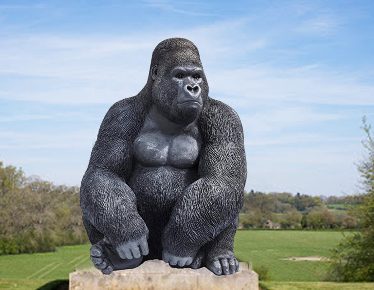 Large Bronze Garden Decoration Gorilla Sitting Sculpture