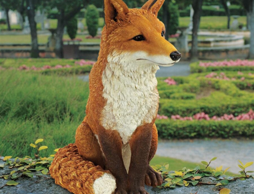 Contemporary customized artificial crafts fiberglass red fox sculpture