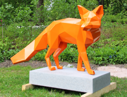 Art selling handmade abstract expressionist fiberglass fox sculpture