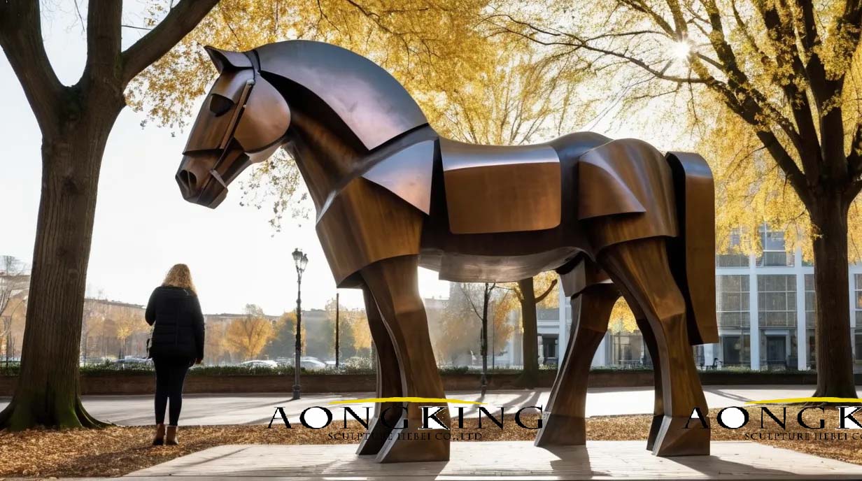 Aongking integration contemporary horse statue brass