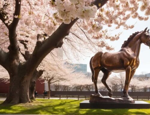 horse monuments Cherry blossom freedom