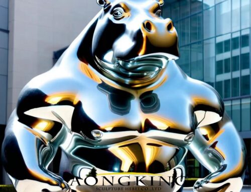 Strikingly Captivating Animal Fusion Steel Hulk Version of Hippopotamus Sculpture