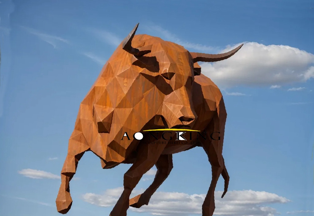 corten steel bull statue