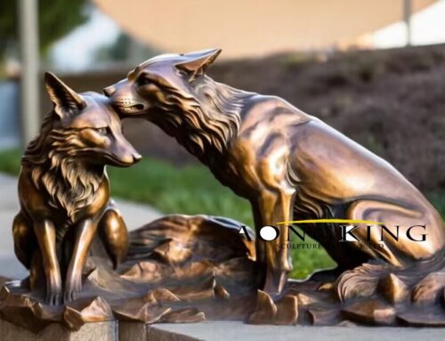 Evoking Affection Timeless Beauty Bronze Motherly Warmth Fox Statues